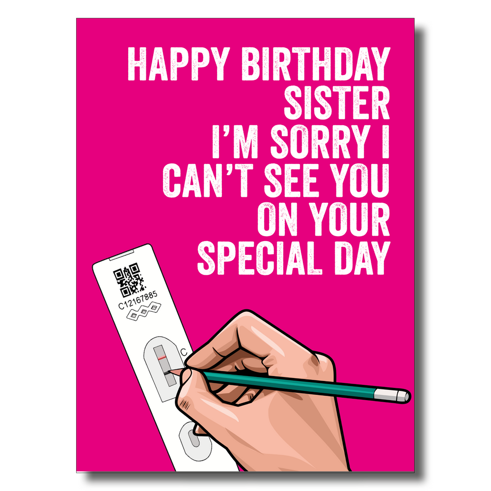 Sister Pink Fake Test Birthday Card #1 image